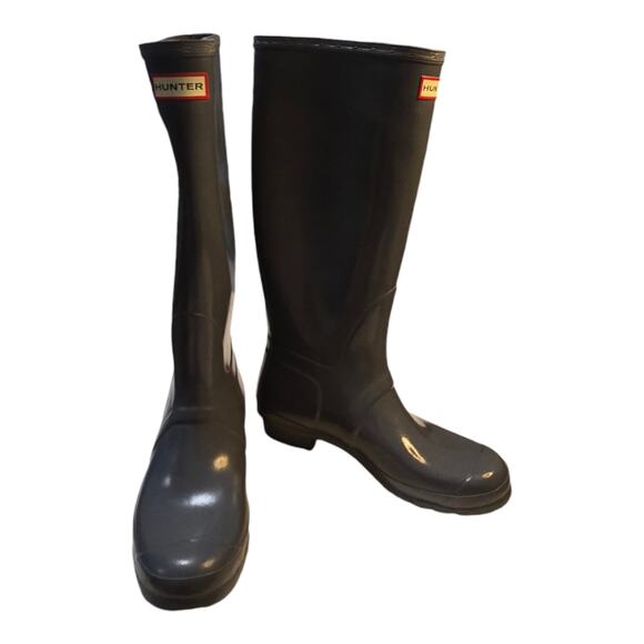 Hunter Original Grey Tall Rain Boots Wellies Size 10 - Picture 10 of 14